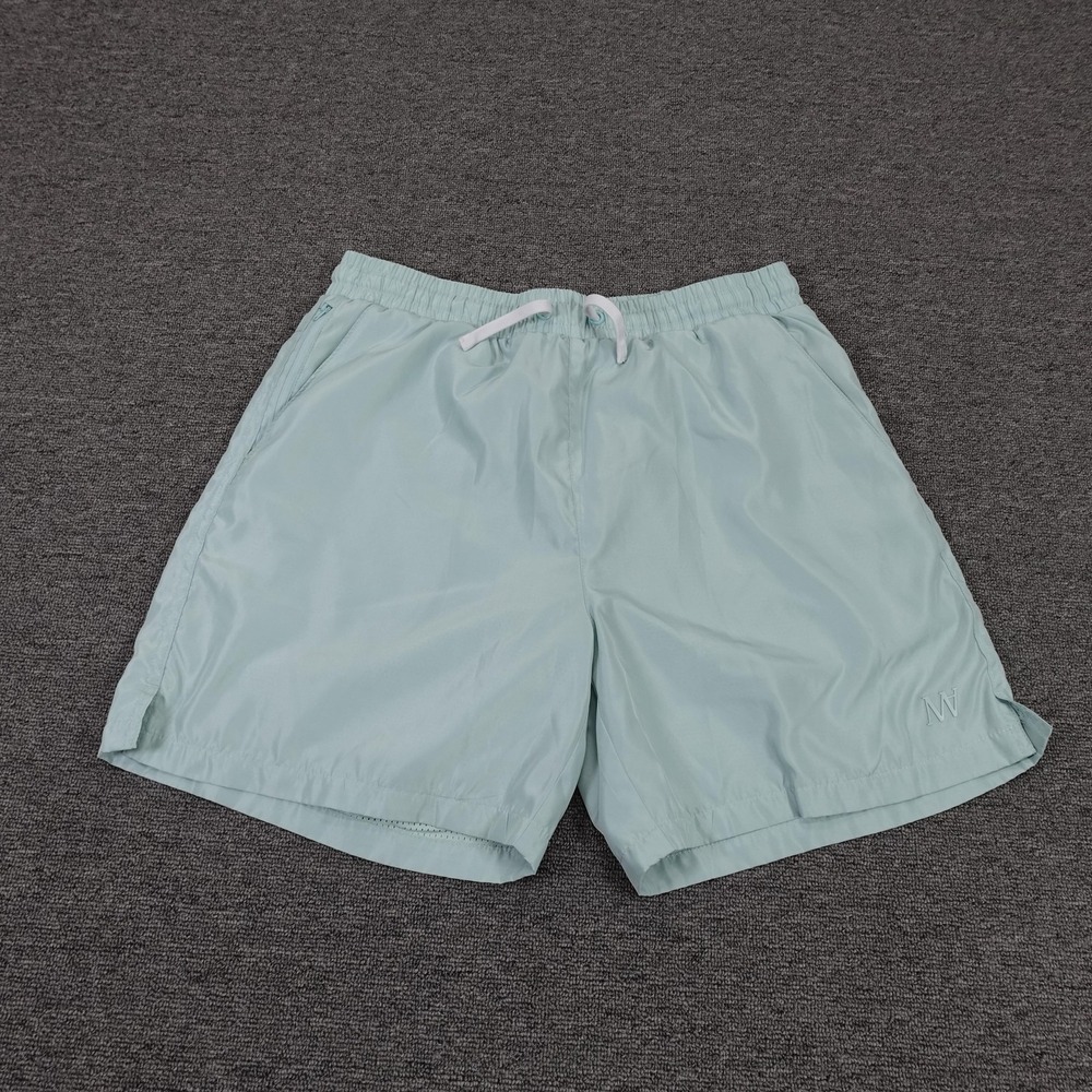 Maison Article Swim‎ Shorts Mens Large Green Solid Lined Drawstring Quick Dry